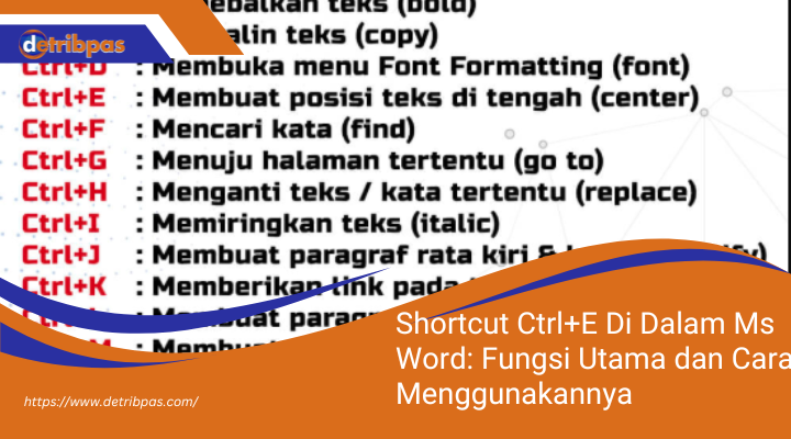 Shortcut Ctrl+E Di Dalam Ms Word: Fungsi Utama dan Cara Menggunakannya